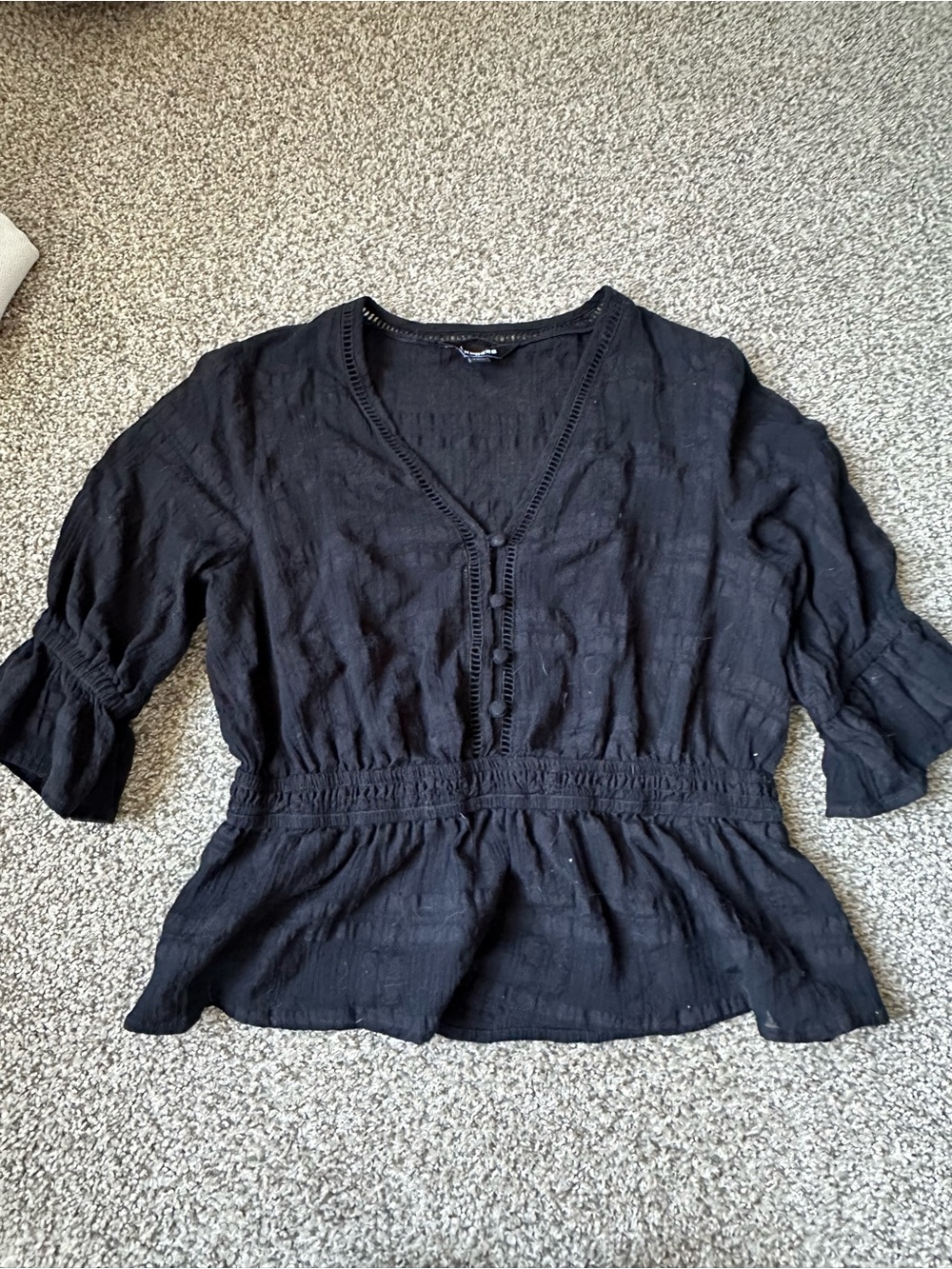 Express Black V-Neck Peplum Blouse